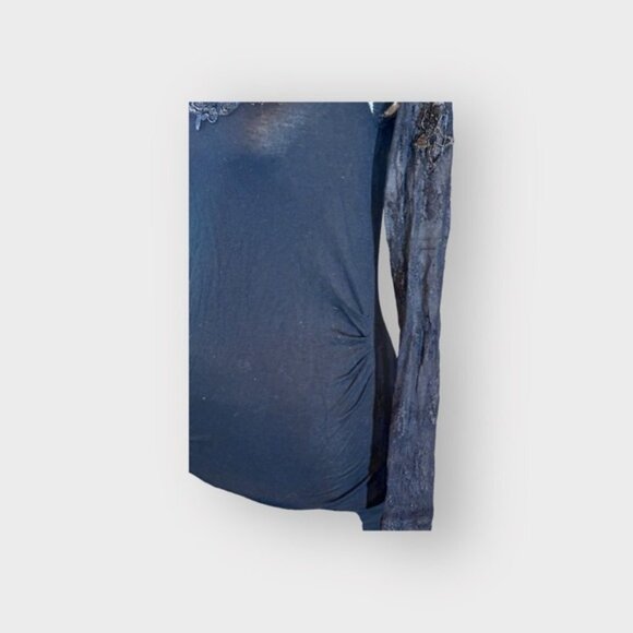 Women’s Vintage Designer Black Collection Medium Mesh Appliqué Embroidered Top M - Picture 4 of 9